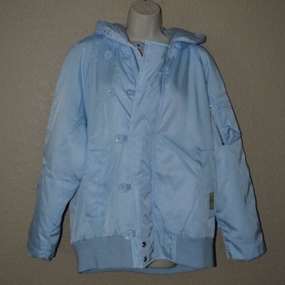 NWT $650 Sz S WE AR4 Sky Blue E Bomber Oversized Nylon Hooded Jacket - Picture 1 of 10